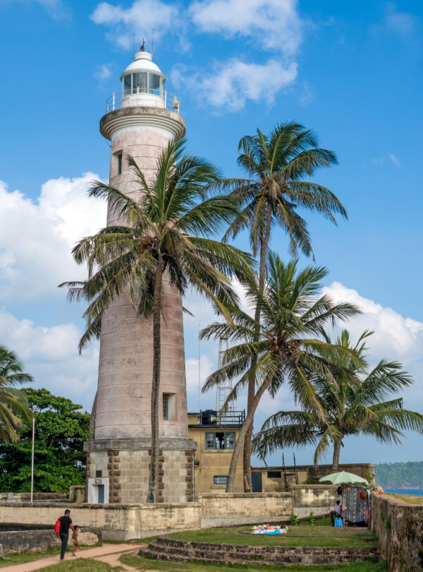Beautiful view with lighthouse in old colonial fort Galle in Sri Lanka